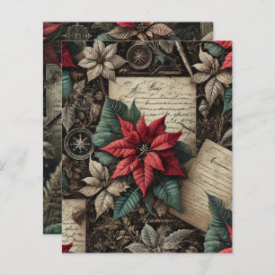 Dark Academia Poinsettia Stationery Scrapbook