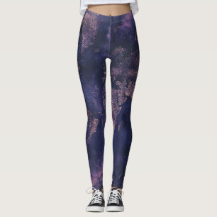 Dark Academia Purple Celestial World Map Leggings