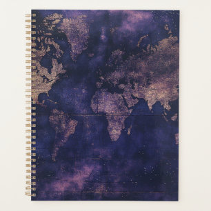 Dark Academia Purple Celestial World Map Planner