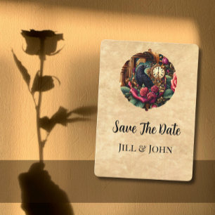 Dark Academia Raven and Clockwork Save the Date