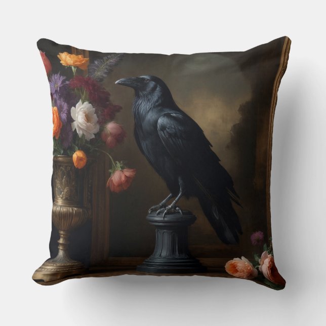 Dark Academia Raven Cushion (Front)