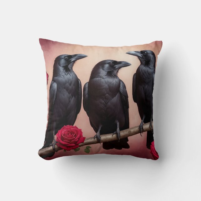 Dark Academia Ravens Cushion (Front)