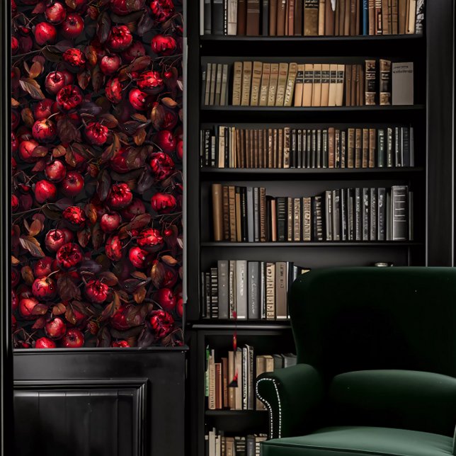Dark Academia Rotting Plums Fruit Wallpaper (Dark Academia Rotting Plums Fruit Wallpaper in a library.)