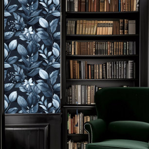 Dark Academia Silvery-Blue Leaves Wallpaper
