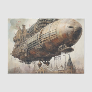 Dark Academia Steampunk Airship Sepia Tissue Paper