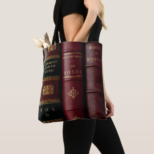 Dark Academia Vintage Antique Leather Book Spines Tote Bag