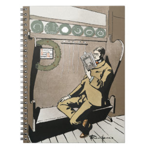 Dark Academia Vintage Christmas Reading Man Art Notebook