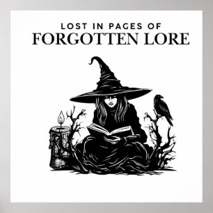 Dark Academia Witch Lost In Pages Of Forgotten Poster