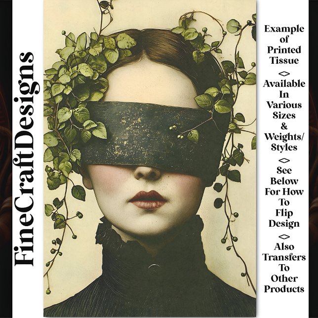 Dark Academia Woman In Blindfold BE9 Decoupage Tissue Paper (Creator Uploaded)