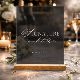 Dark Acrylic Signature Cocktails Sign