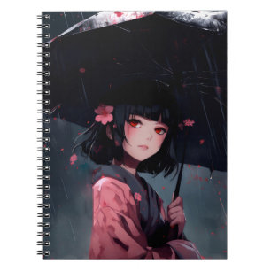 Dark Aesthetic Anime Girl with Umbrella Notebook