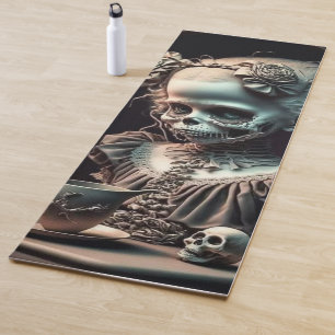Dark Aesthetic Fitness Mat with Gothic Girl