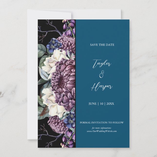 Dark Aesthetic Goth Wedding Bouquet Invitation (Front)
