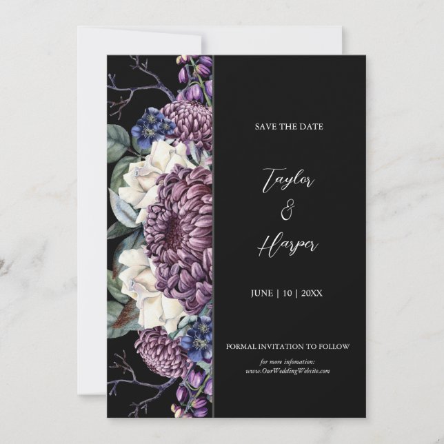 Dark Aesthetic Goth Wedding Bouquet Invitation (Front)
