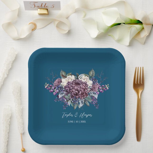 Dark Aesthetic Goth Wedding Bouquet Paper Plate (Wedding)