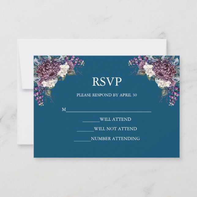 Dark Aesthetic Goth Wedding Bouquet RSVP Card (Front)
