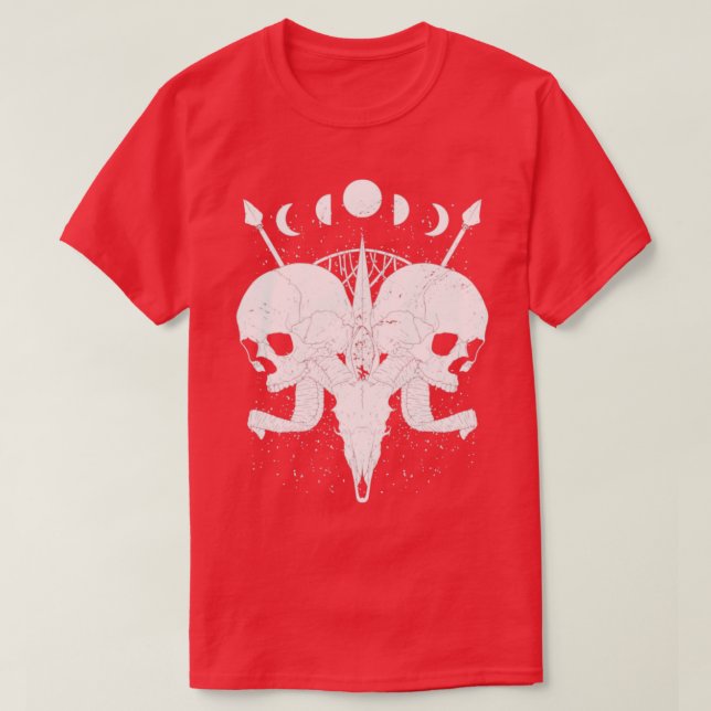 Dark Alchemy Esoteric Occult Skulls Moon Phase T-Shirt (Design Front)