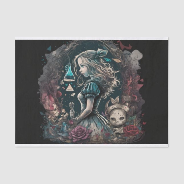 dark Alice 2 Vintage Decoupage collage Tissue Paper (Front)