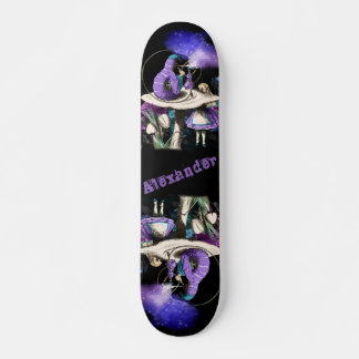 Dark Alice and the Caterpillar Smoking on Mushroom Skateboard