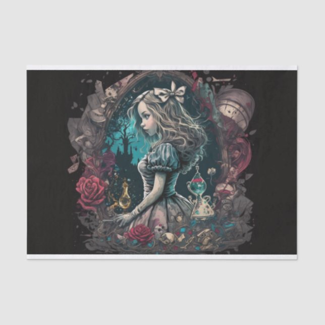 Dark Alice In wonderland 3 decoupage collage Tissue Paper (Front)