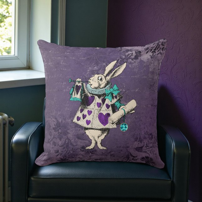 Dark Alice Rabbit Rustic Deep Purple Cushion (Creator Uploaded)