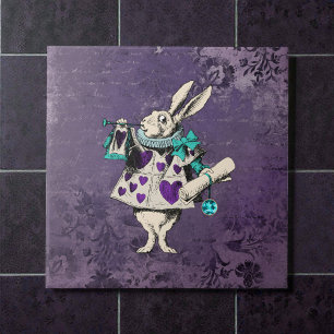 Dark Alice Rustic Deep Purple Rabbit Ceramic Tile
