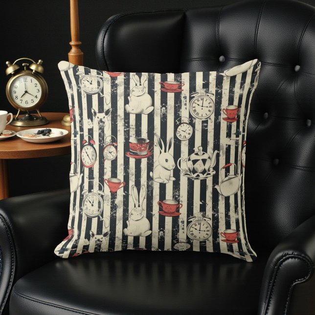 Dark Alice Rustic Striped Pattern Cushion (Creator Uploaded)
