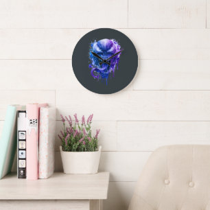 Dark Alien Monster Watercolor Splatter Wall Clock