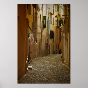 Dark alley in Naples, Italy vertical poster