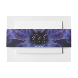 Dark Amethyst Boho Witch Crystals Black Wedding Invitation Belly Band
