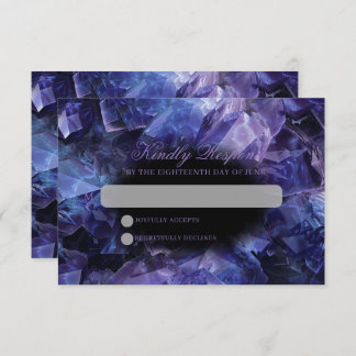 Dark Amethyst Boho Witch Crystals Black Wedding RSVP Card