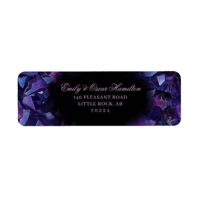 Dark Amethyst Boho Witch Crystals Return Address Label (Front)