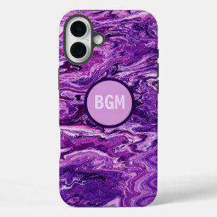 Dark Amethyst Marble Melt iPhone 16 Plus Case