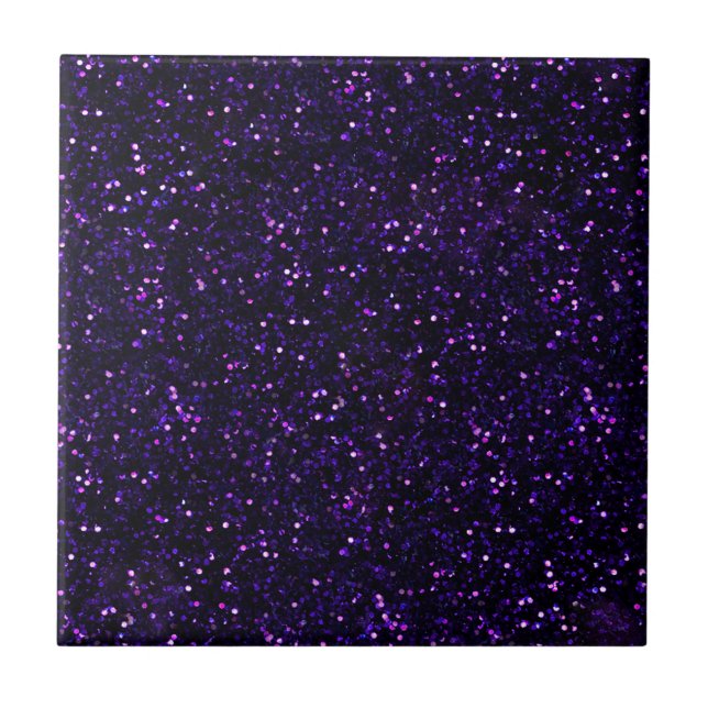 Dark Amethyst Purple Glitter Ceramic Tile (Front)