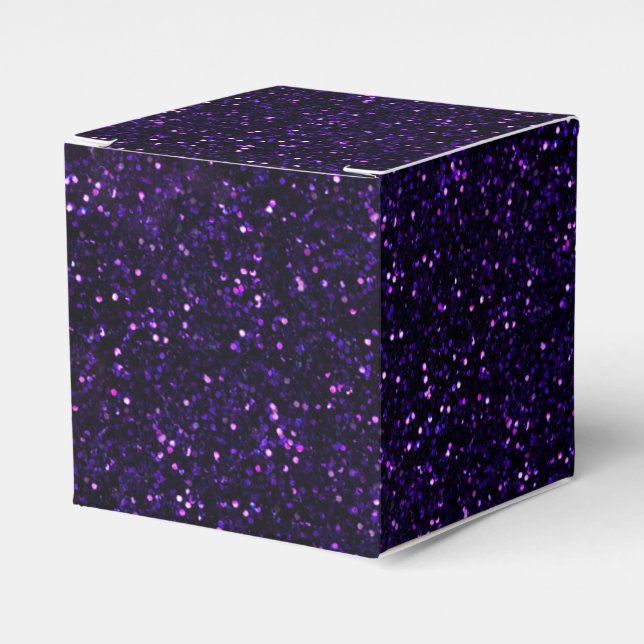 Dark Amethyst Purple Glitter Favour Box (Front Side)