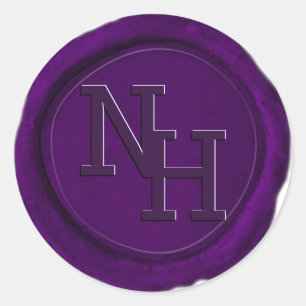 Dark Amethyst Purple Wax Seal Monogram Sticker