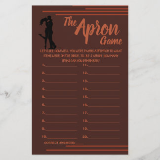 DARK AND EARTHY THE APRON SHOWER GAME CARD FLYER