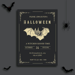 Dark And Gold Modern Halloween Party Invitation
