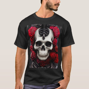 Dark and Gothic Skull and Roses T-Shirt
