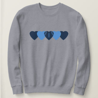 Dark and Lght Blue Football Hearts Sweatshirt