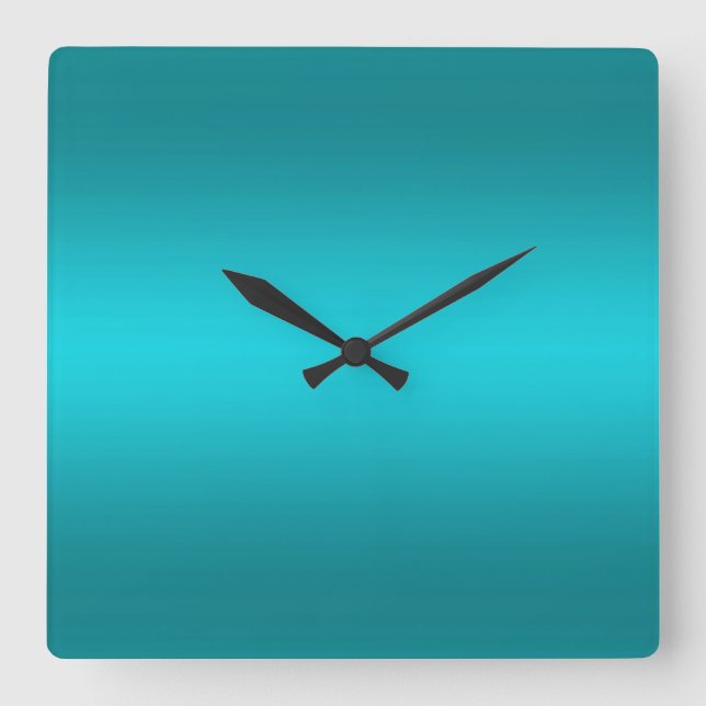 Dark and Light Aqua Blue Gradient - Turquoise Square Wall Clock (Front)
