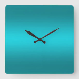 Dark and Light Aqua Blue Gradient - Turquoise Square Wall Clock