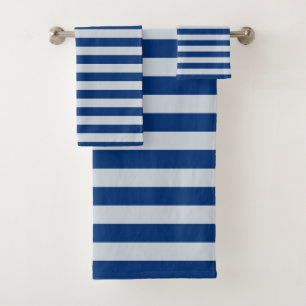 Dark and Light Blue Stripes Bath Towel Set