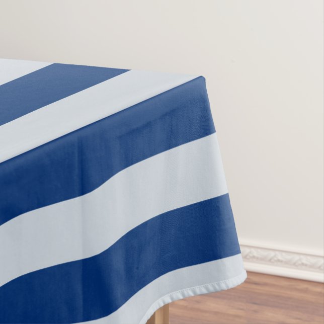 Dark and Light Blue Stripes Tablecloth (In Situ)