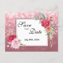 Dark and Light Blush Pink Roses Save the Date
