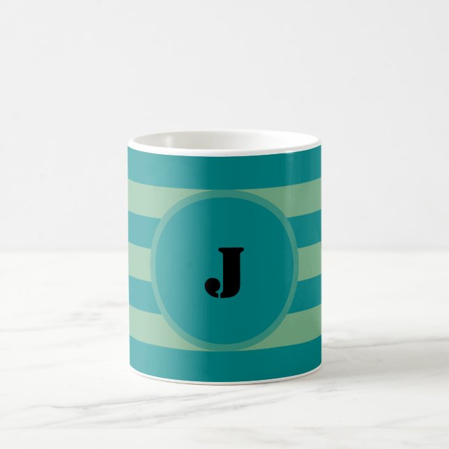 Dark and Light Green Stripes Coffee Mug (Center)