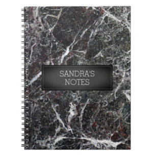 Dark And Light Grey Marble With Red Notebook