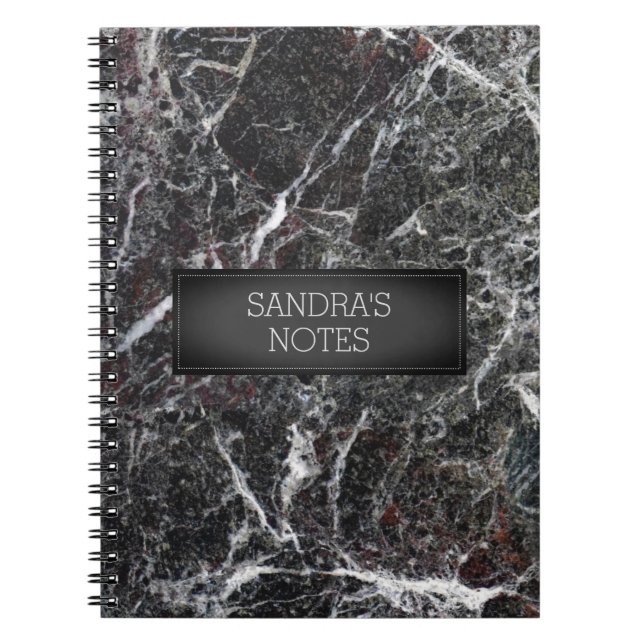 Dark And Light Grey Marble With Red Notebook (Front)