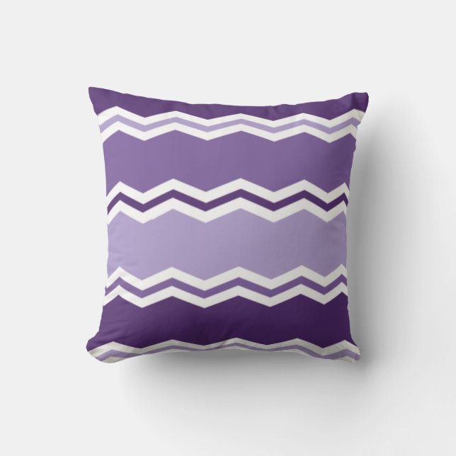 Dark and Light Lavender Purple Chevron Stripes Cushion (Front)