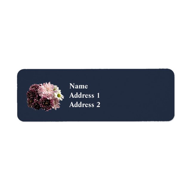 Dark and Light Mums and Daisies Return Address Label (Front)